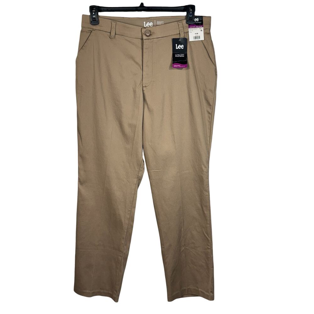 Lee SZ 14 Medium Straight Mid-Rise Pants Stretch Pockets Zip-Fly Tan Flax New